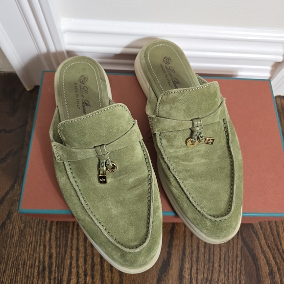Loro Piana Babouche Summer Charms Walk Loafers Slip On Mules Sz 36